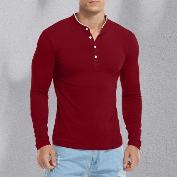 Burgundy Mens Button Polo - Picture 1 of 4